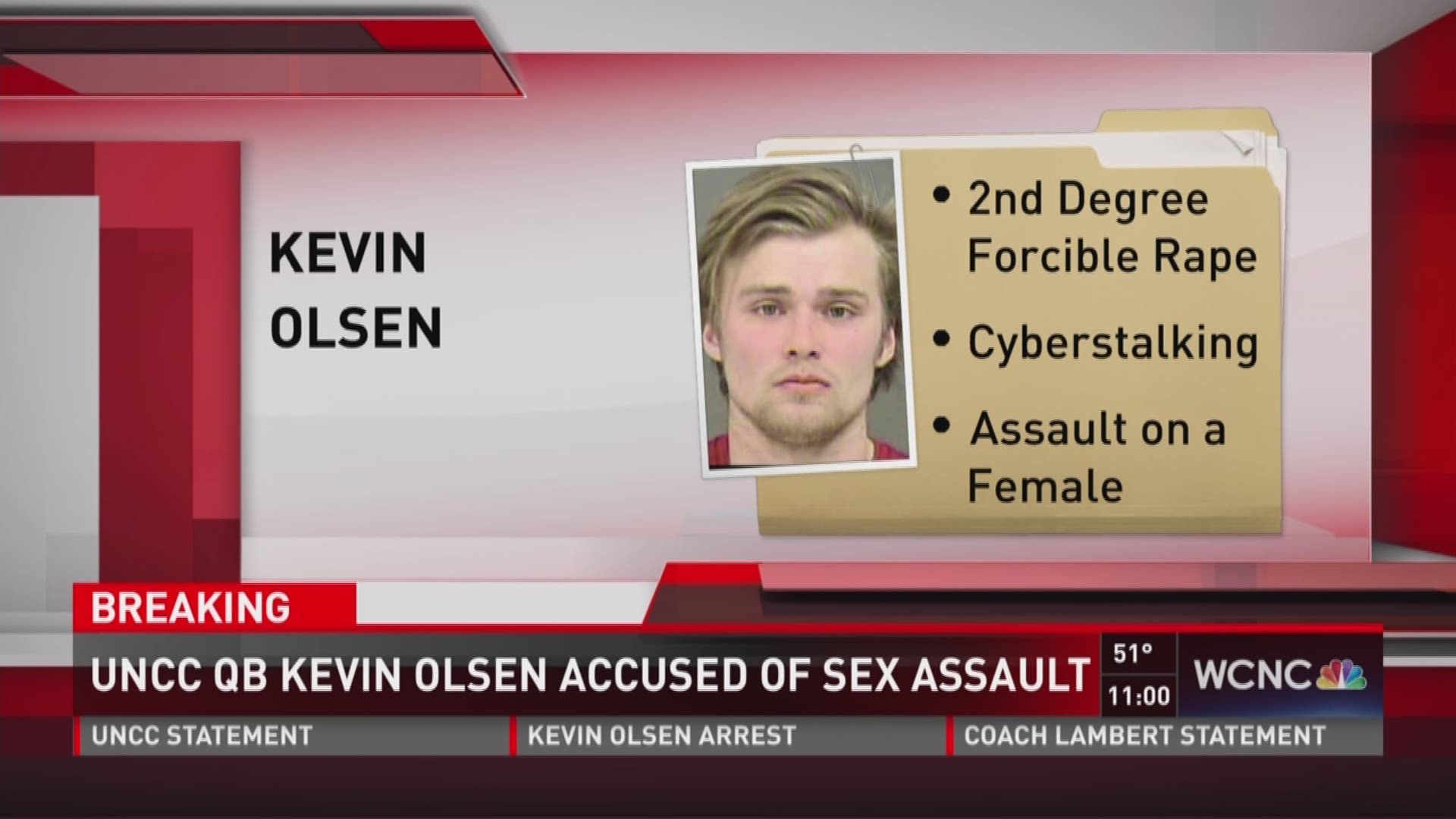 UNCC QB Kevin Olsen accused of sex assault