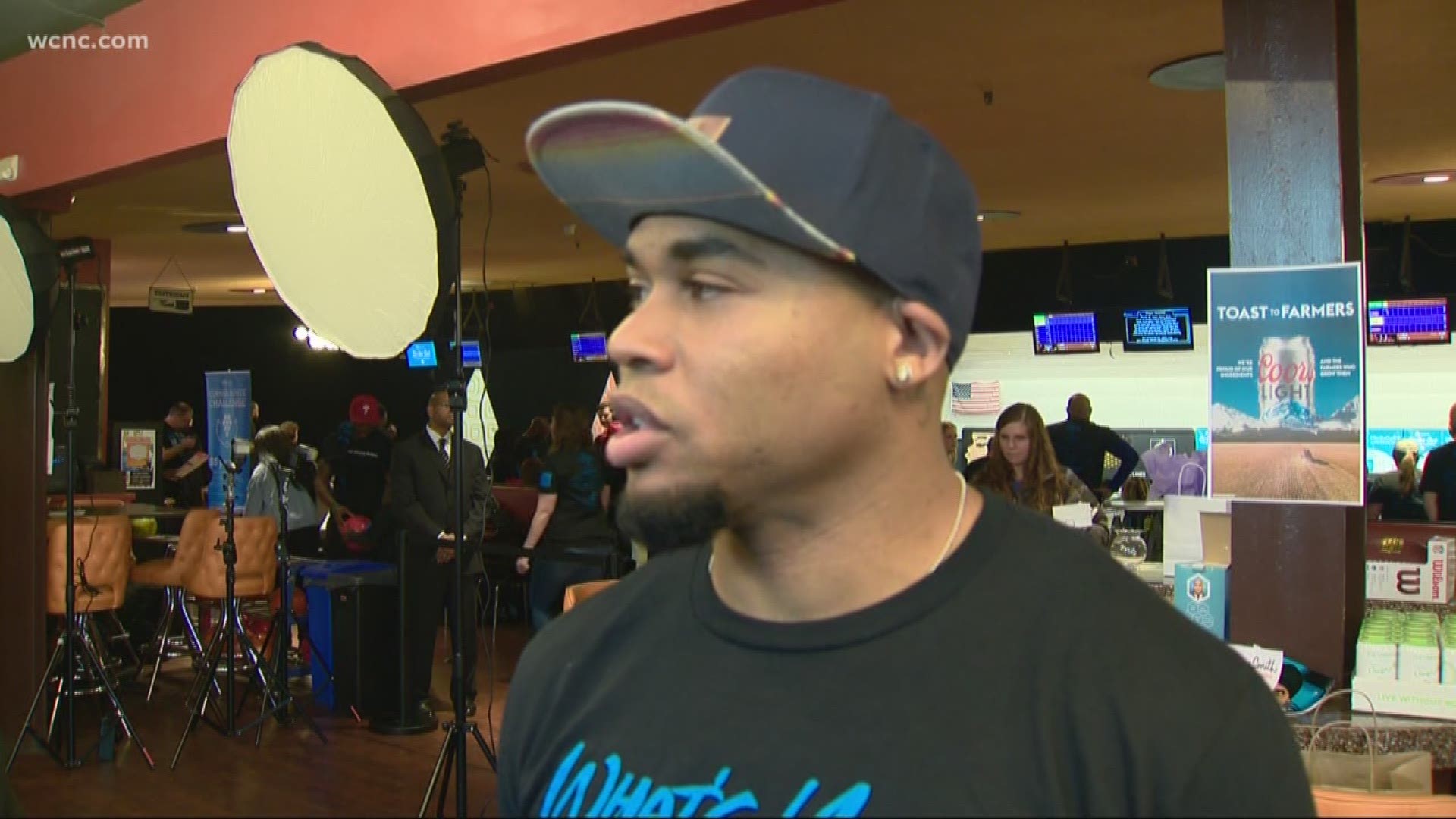Former Panthers player Steve Smith held his sixth annual Strike Out Domestic Violence Bowling Event Saturday. He says he started his foundation because of first-hand experience with domestic violence.