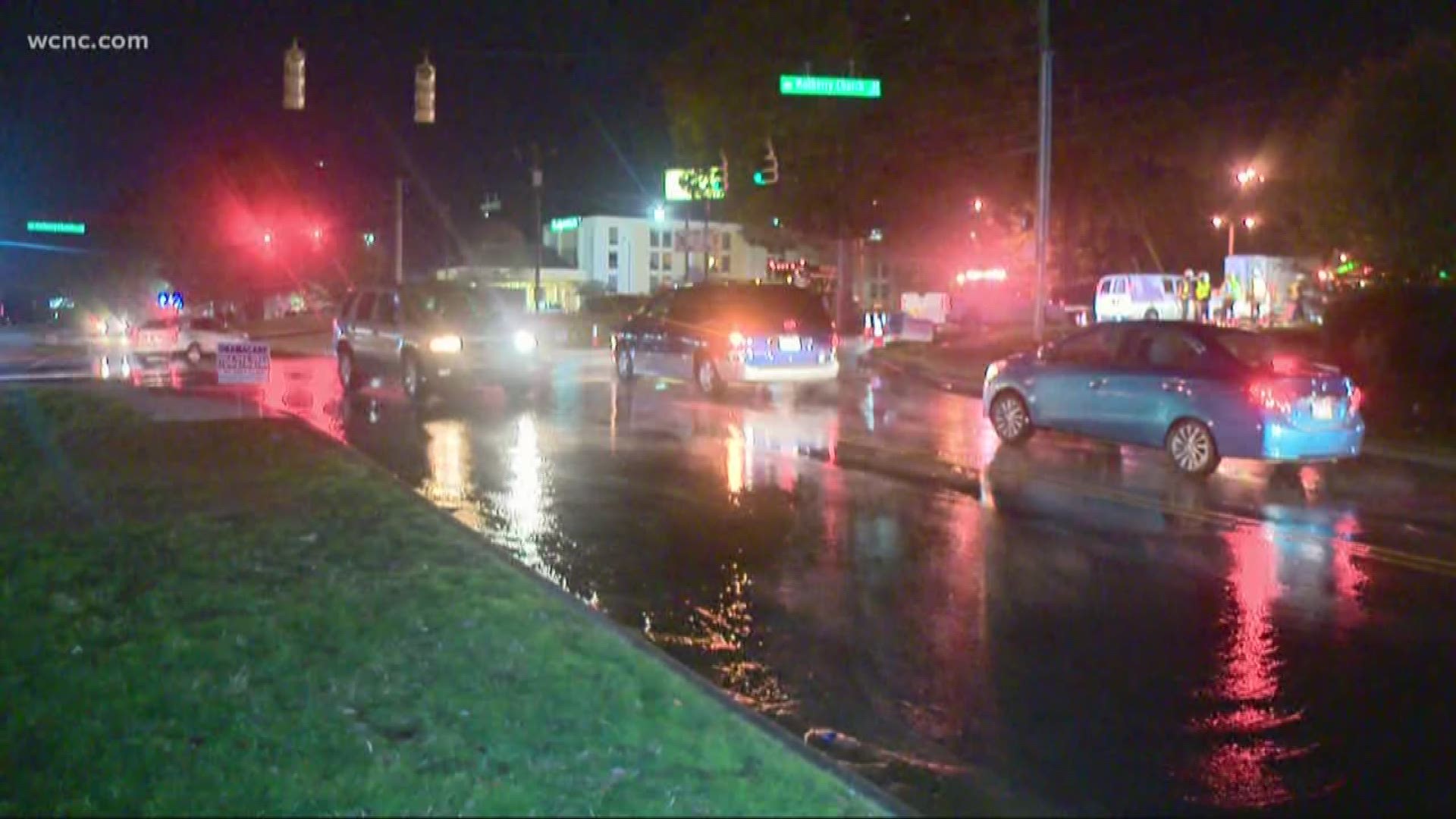 Mulberry Church Road is blocked near I-85 due to a broken water main. Crews were on the scene overnight into Thursday.