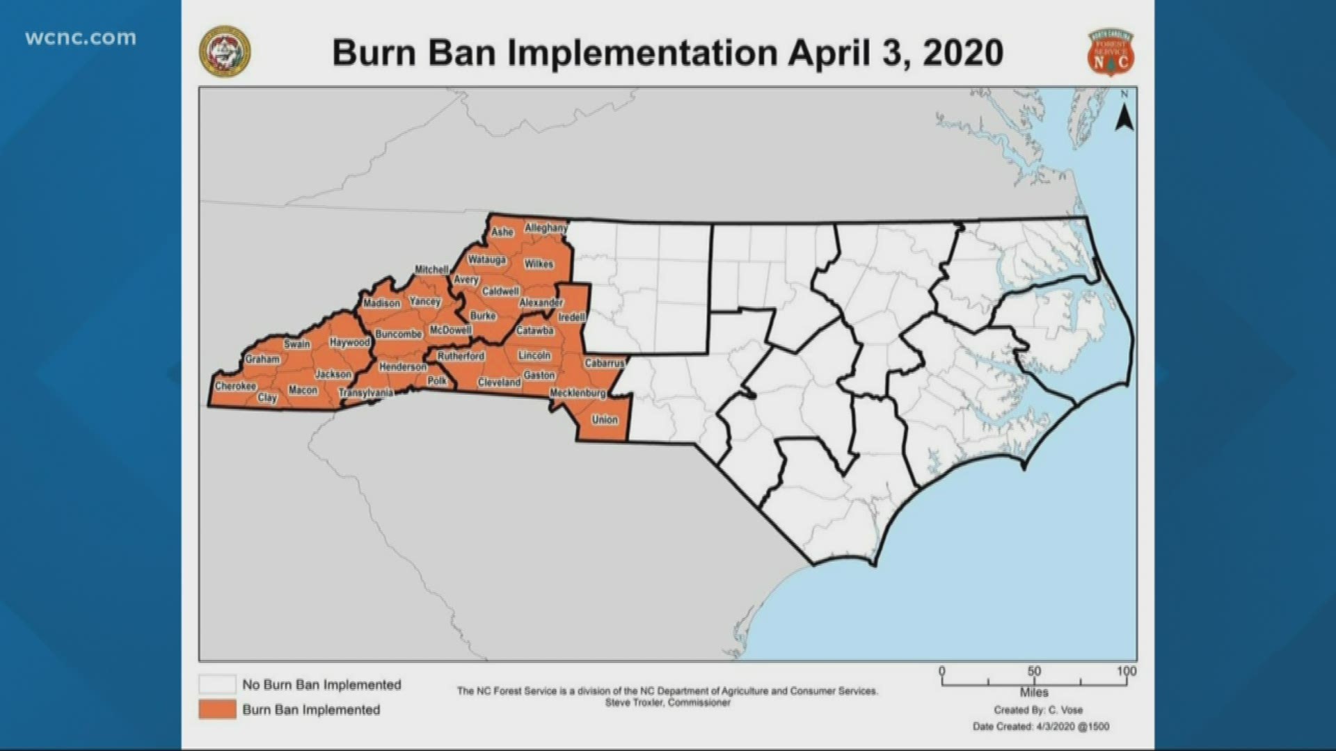 Burn Ban Issued For 32 Western North Carolina Counties Wcnc Com
