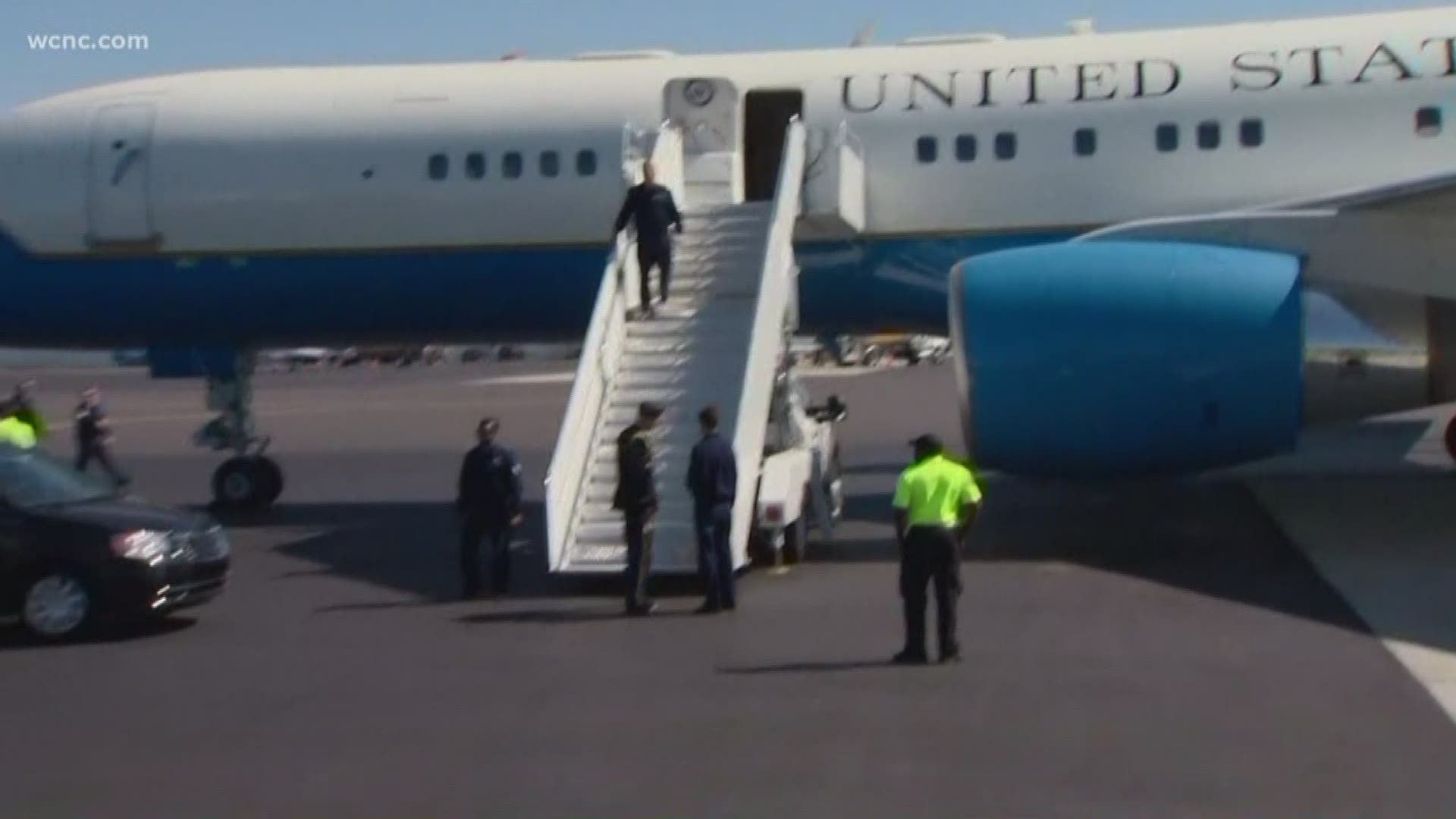 Air Force Two landed in Charlotte