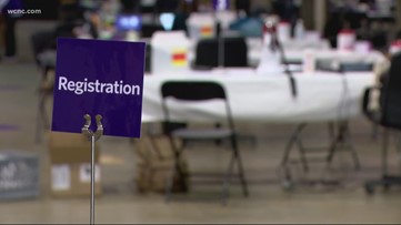 Long lines at Spectrum Center COVID-19 vaccine clinic