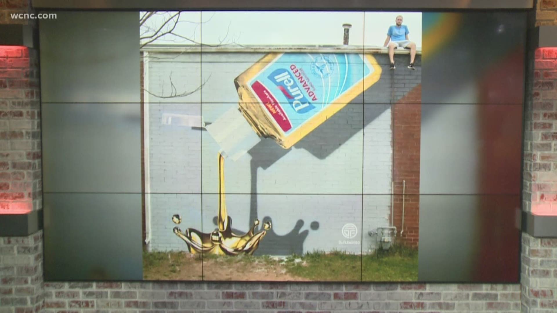 A Charlotte artist's new mural put a lighthearted spin on just how difficult it is to find hand sanitizer.