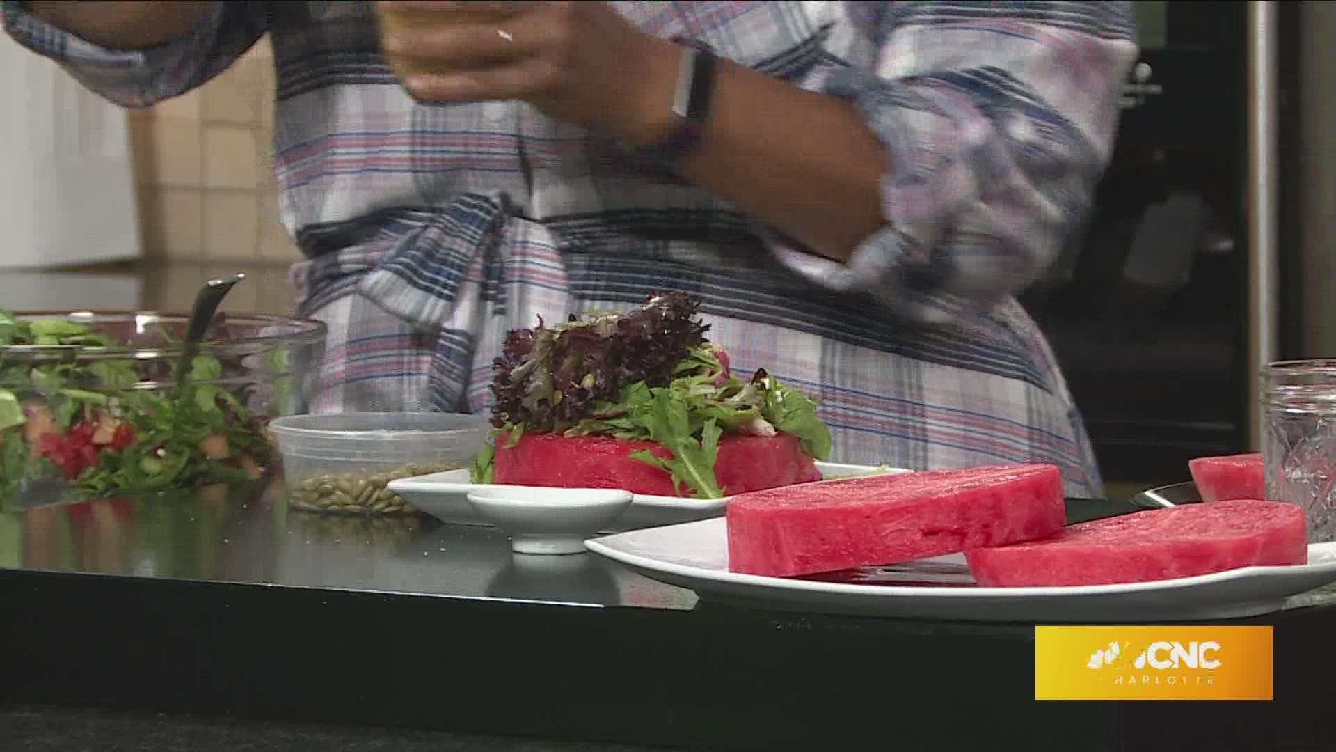 Watermelon "steak" salad from chef Andria Gaskins