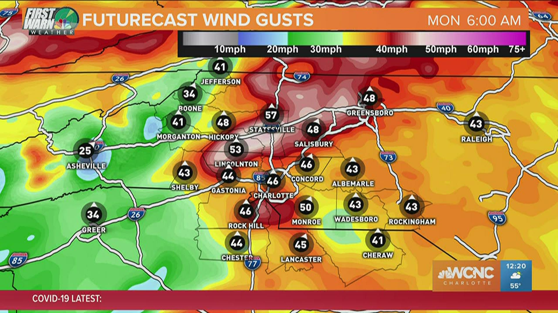 Winds lighten today and we will be chilly tonight! Tomorrow is dry and sunny but widespread rain expect Easter Sunday and severe storms expected overnight.