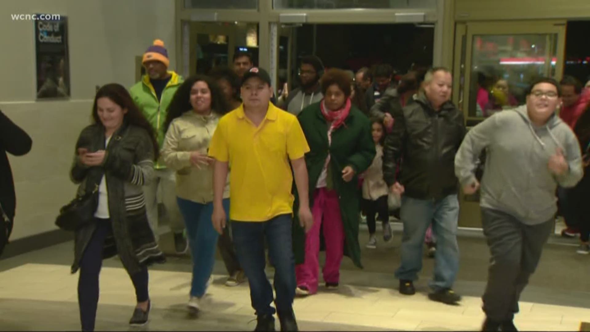 Two minutes before 6 p.m., the doors burst open at Concord Mills.