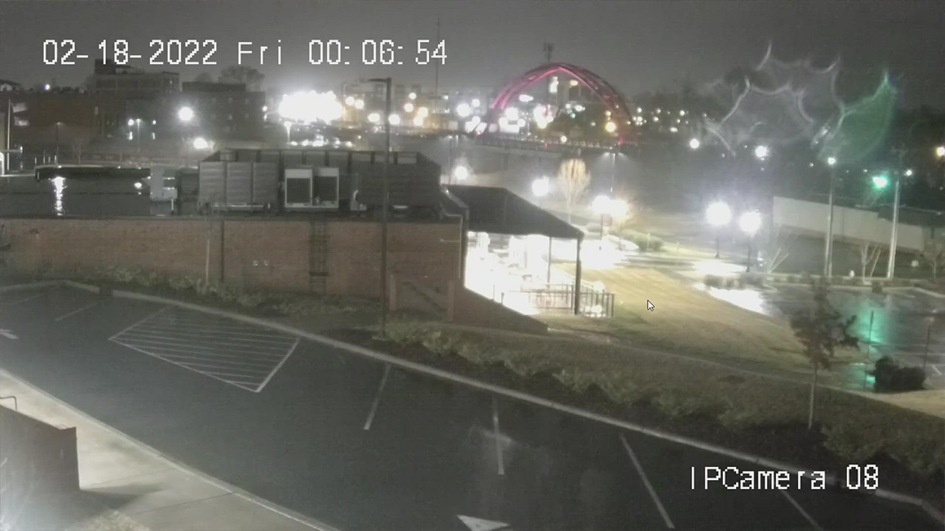 The City of Hickory released multiple videos capturing the moment wooden arches over the Rudy Wright Memorial Bridge collapsed during a storm last week.