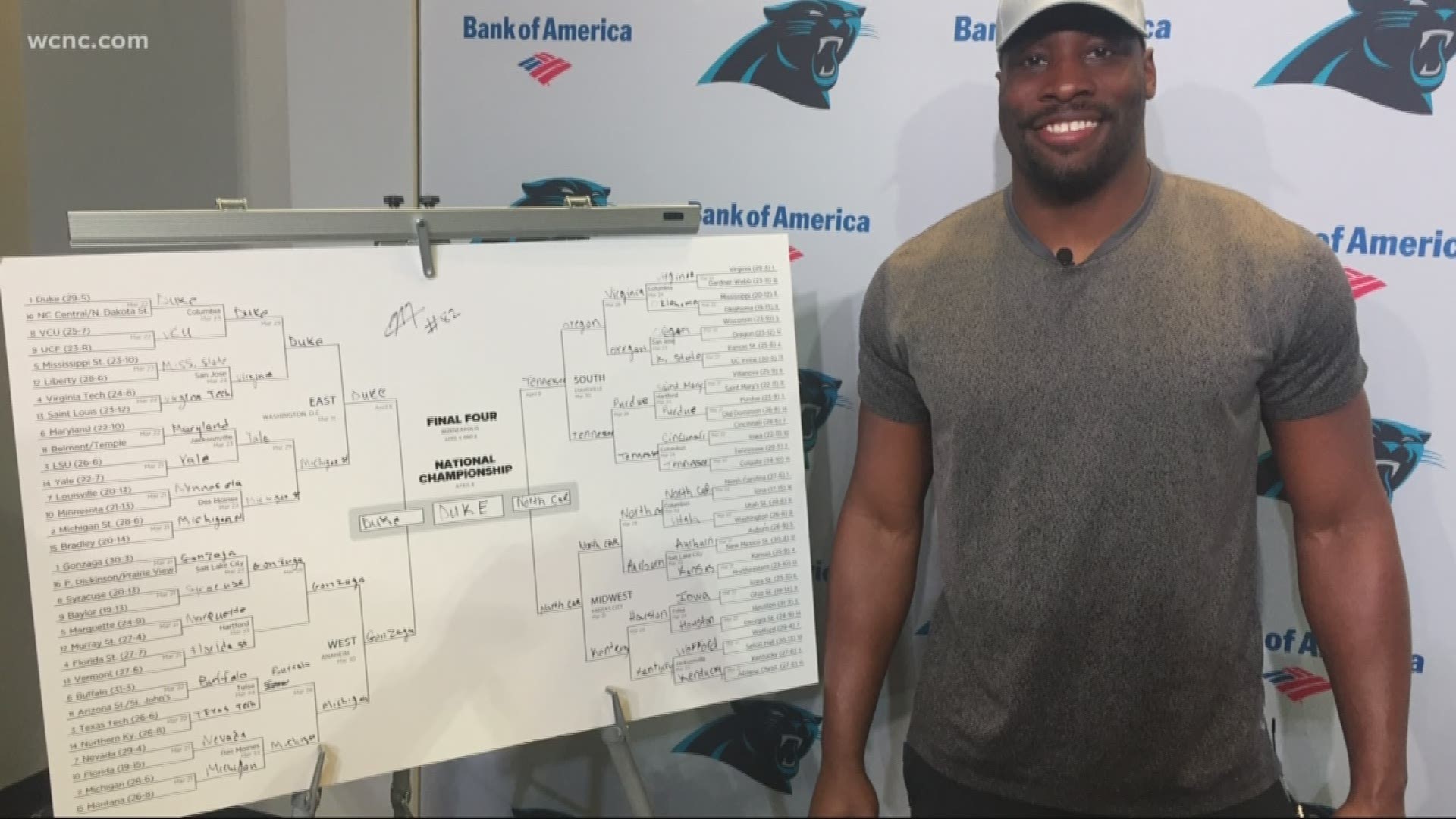 NBC Charlotte brought a bracket to Chris Manhertz who wasted no time picking a winner.