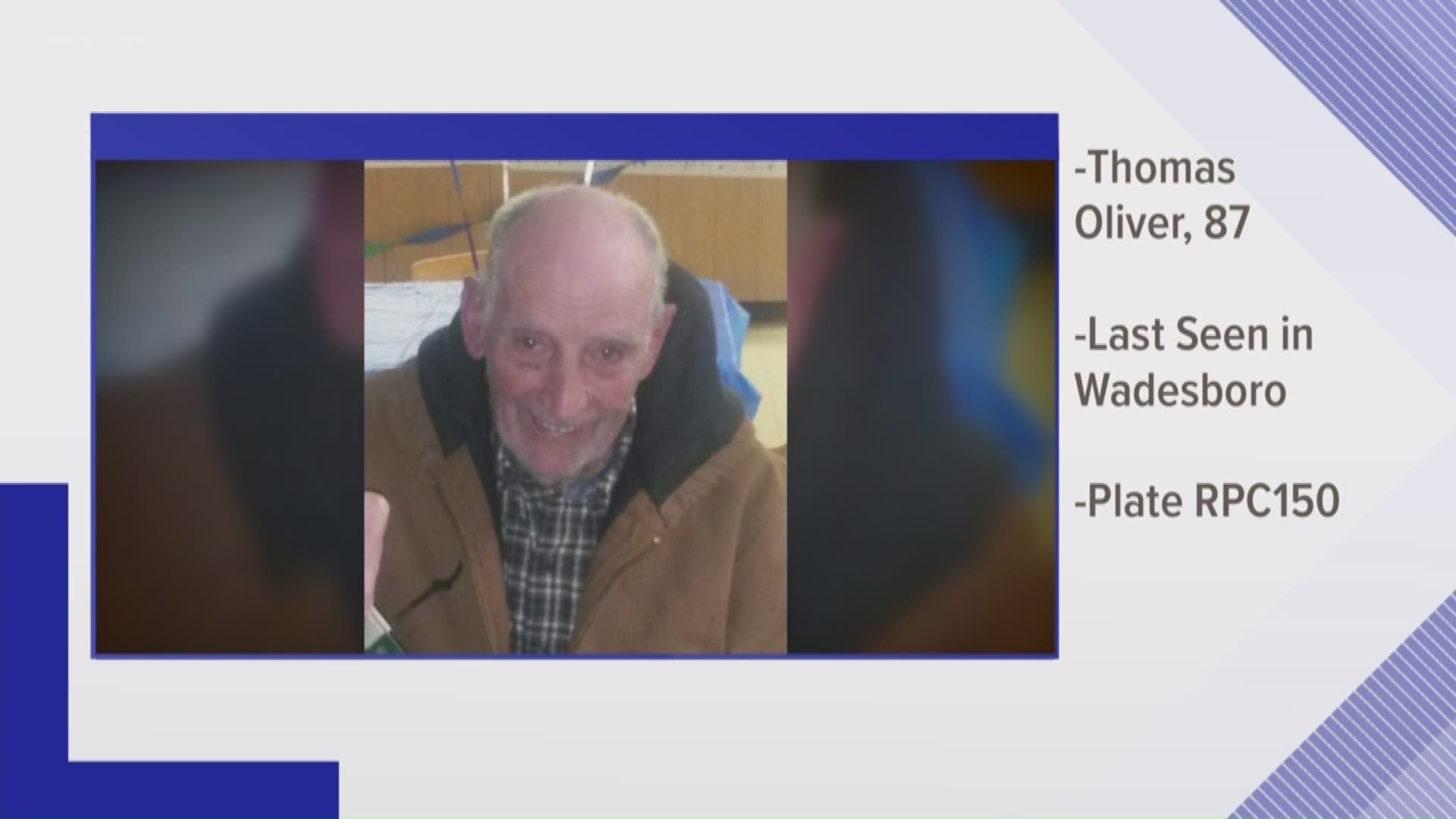 Thomas Jack Oliver, 87, was last seen leaving Tractor Supply in Wadesboro around 2:30 p.m. Saturday.