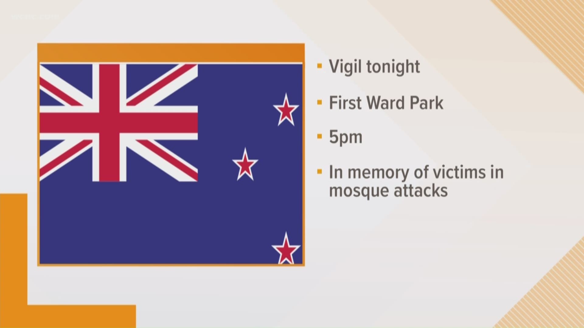 Sunday, a remembrance will be held at 5 p.m. in First Ward Park for the victims killed in the mosque attack in New Zealand.