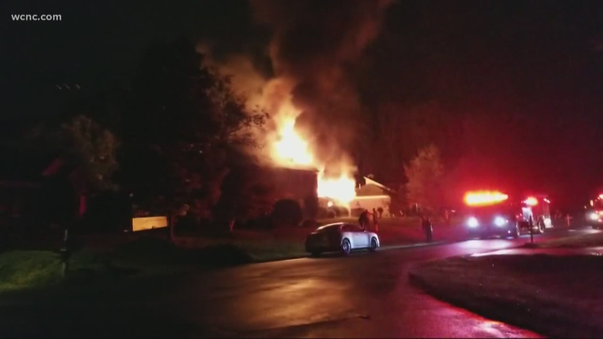 The out-of-control fire ripped through a southwest Charlotte home on Wiltshire Manor Drive.