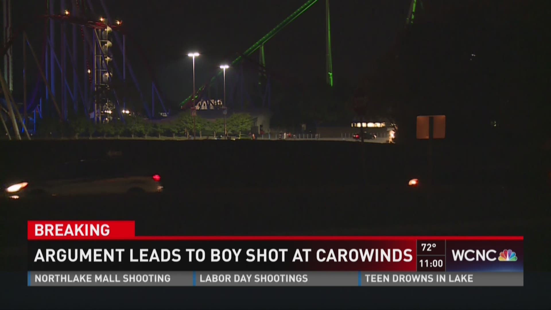 A shooting outside Carowinds amusement park has lead to a boy hospitalized at CMC.