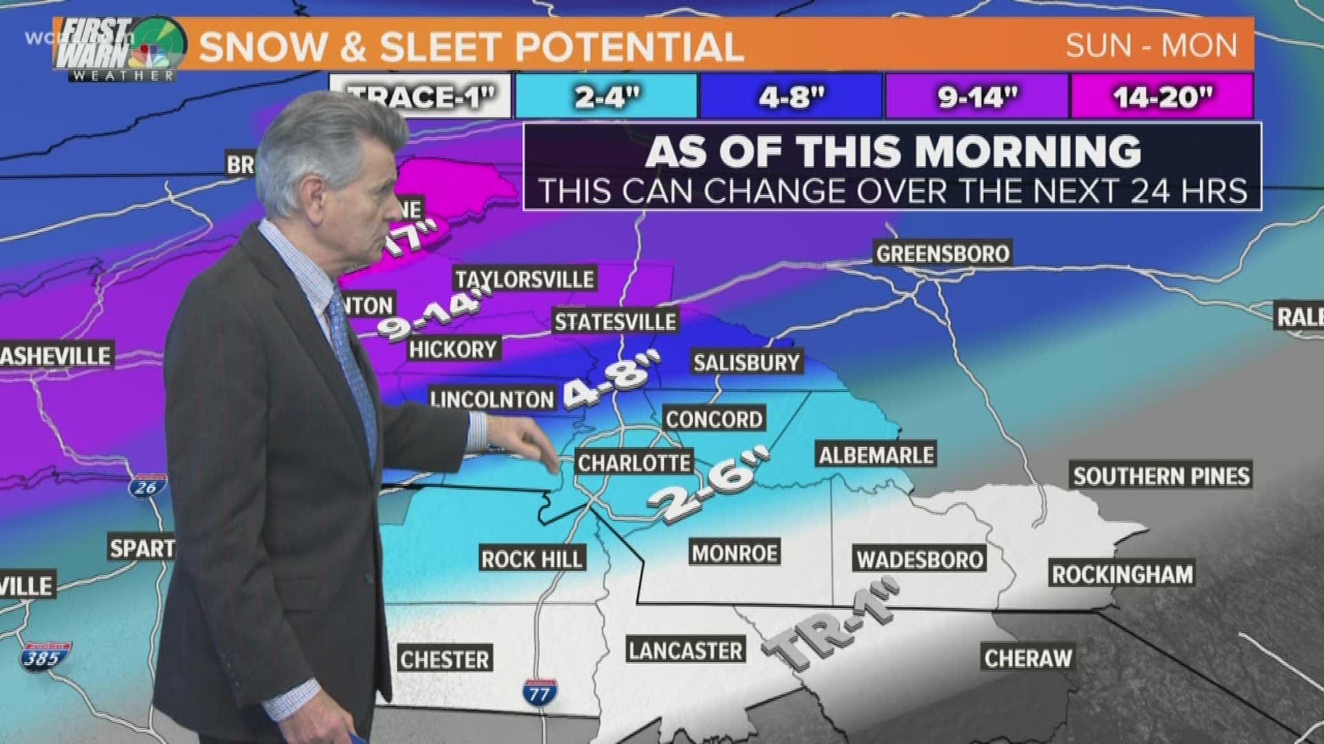 A winter storm is expected to bring heavy snow to the North Carolina mountains while Charlotte could get up to 6 inches of snow and ice accumulations.