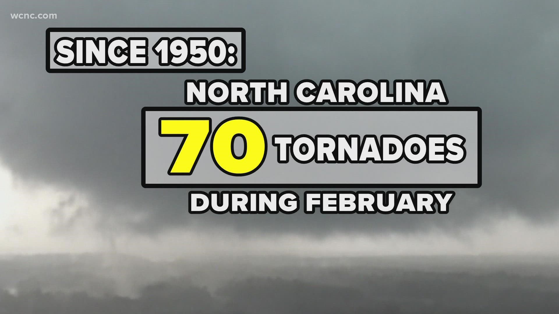 When most people think about tornadoes you likely associate them with the warmer months, But tornadoes do happen in the Carolinas this time of year.