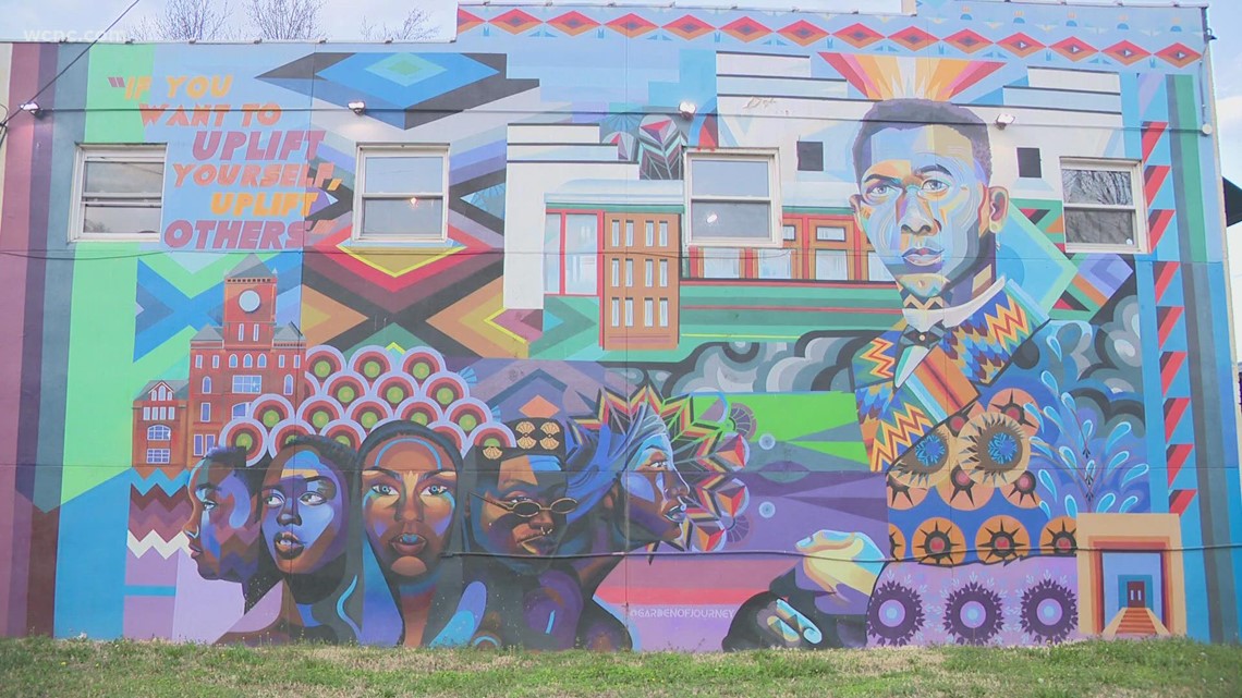 Mural in Charlotte's Washington Heights neighborhood intended to merge past, present and future