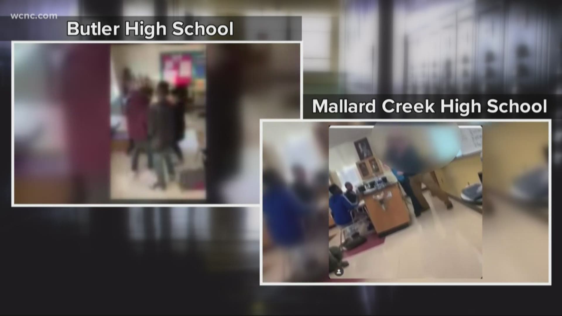There have been two incidents in the past few days where students and teachers have been caught on camera fighting.