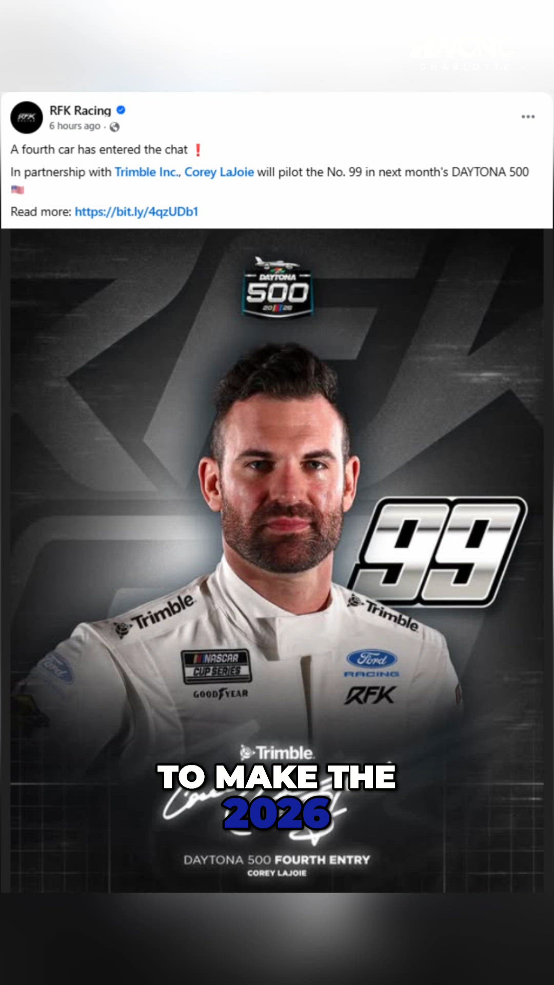 RFK Racing brings back iconic No. 99 Ford for Daytona 500 | wcnc.com