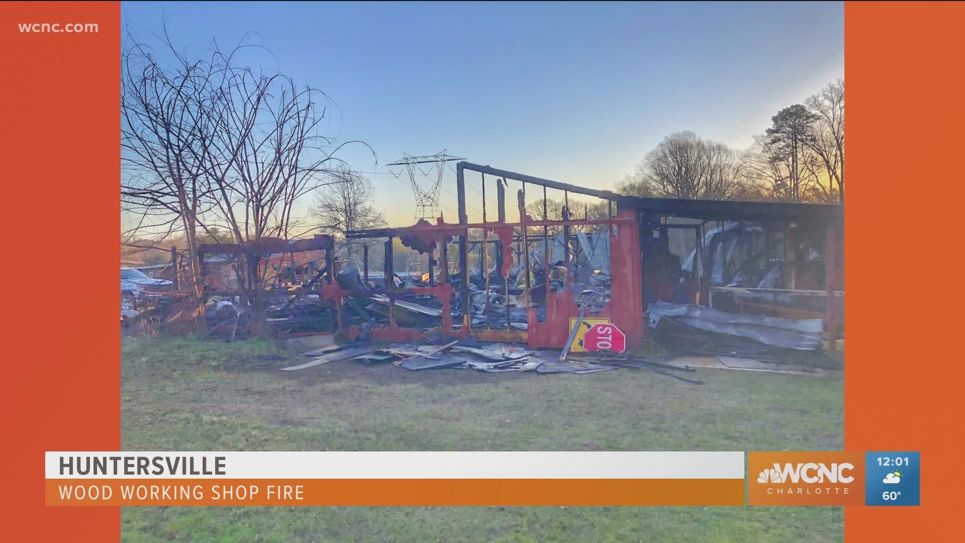 Huntersville firefighters said the building was engulfed in flames by the time they reached the scene. The building was ruled a total loss after the fire burned out.