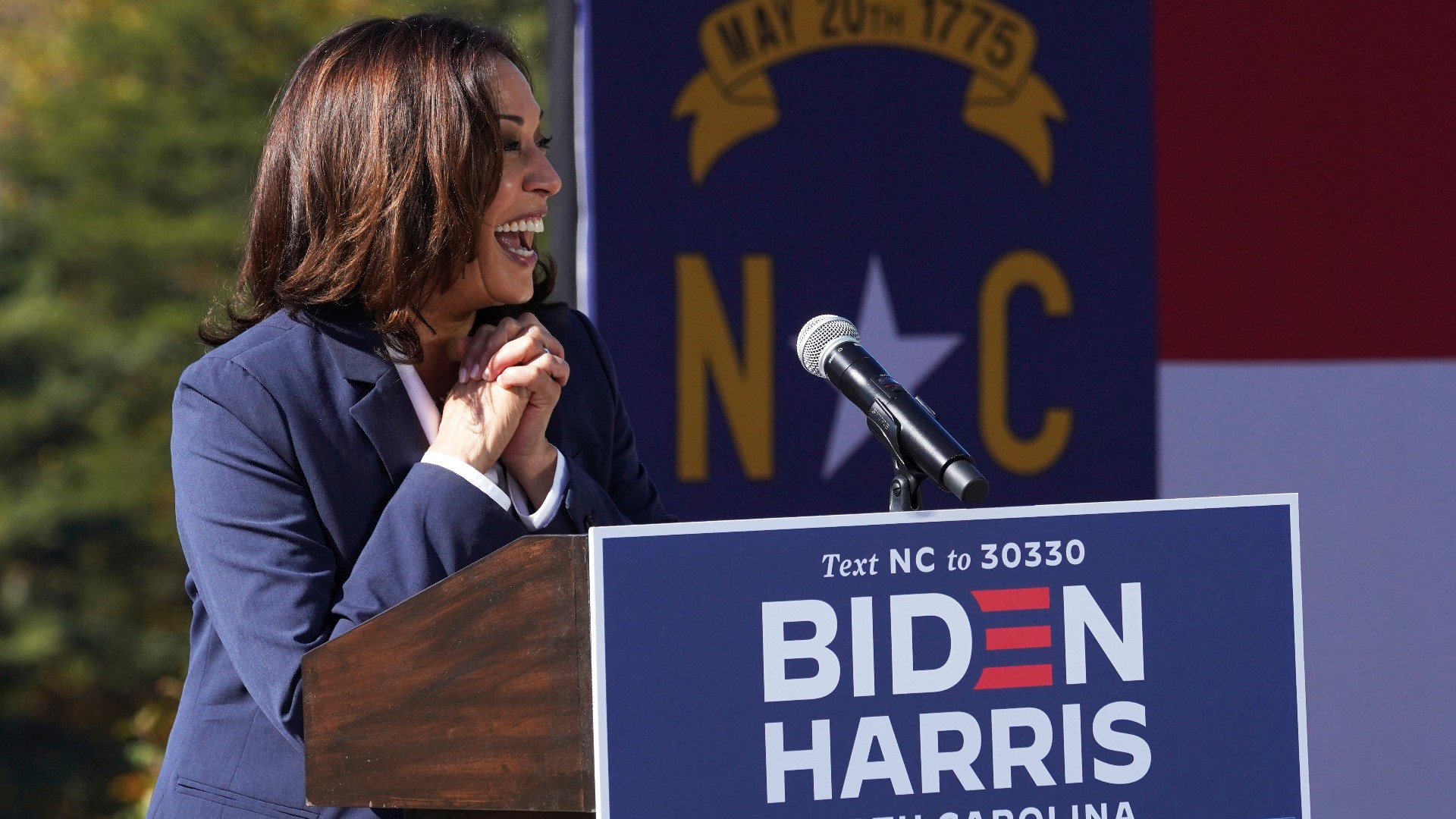 Harris spoke before a group of about two dozen at a closed event at UNC Asheville saying President Trump has failed with his handling of the coronavirus.