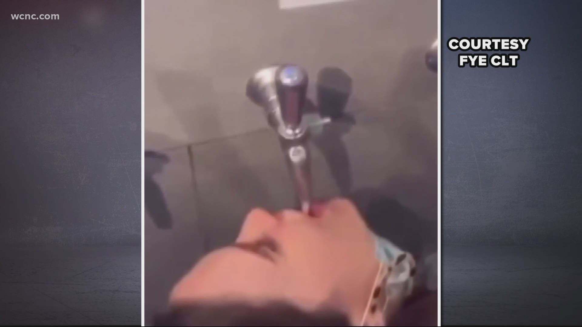 FYE CLT, a freelance journalism community, shared the video showing a customer that has been banned after putting her mouth to the tap.