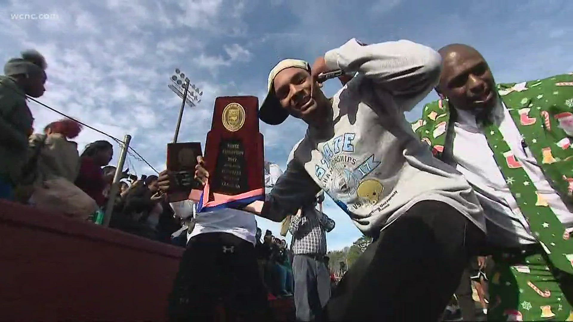 Harding University High School celebrated the football team's state championship.