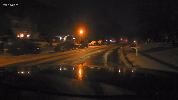 Charlotte-area roads covered with black ice after refreeze