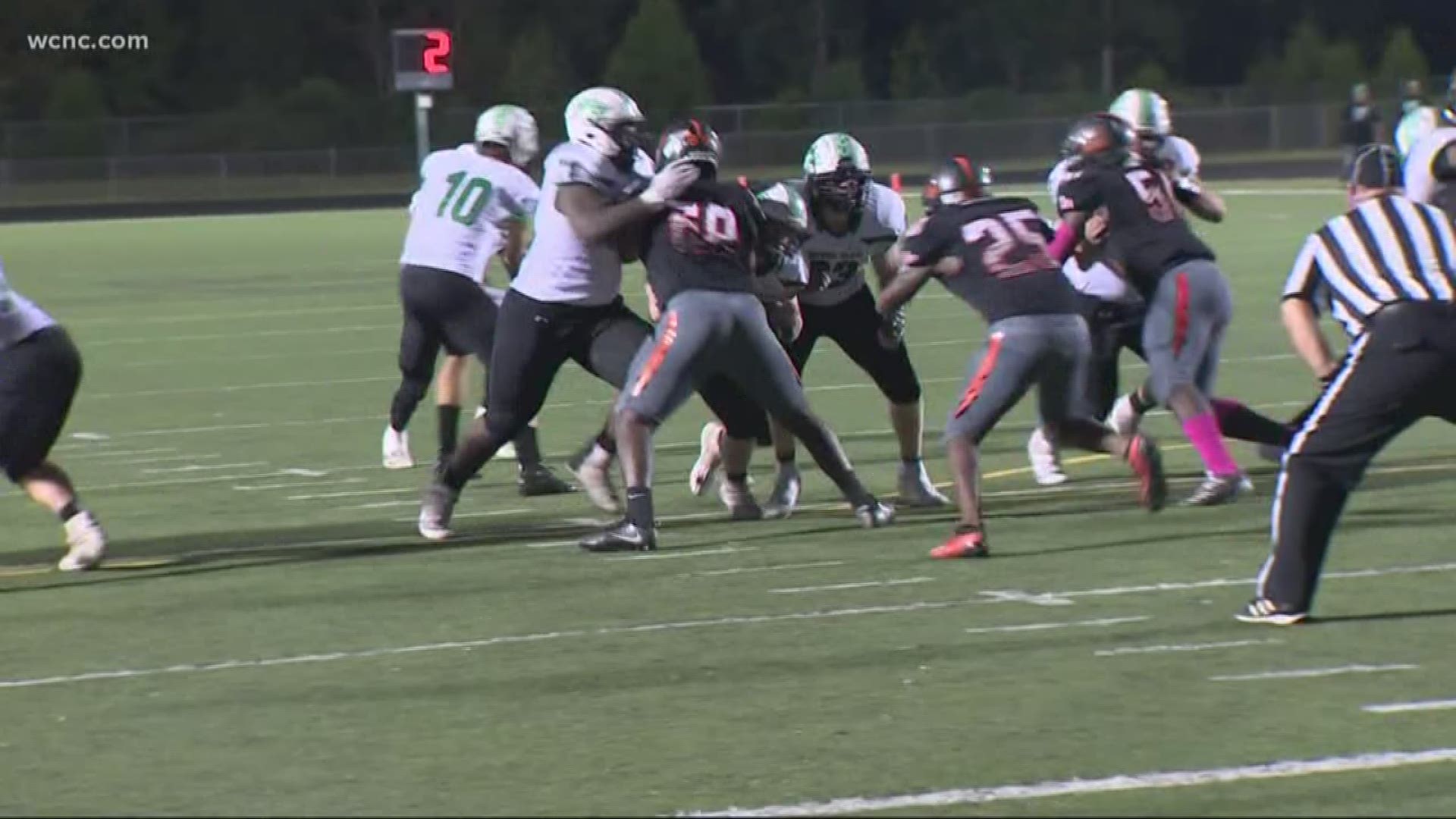 Myers Park beat Rocky River, 62-7.