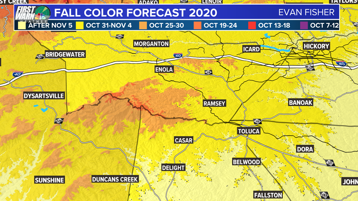 When fall leaves will look their best in North Carolina