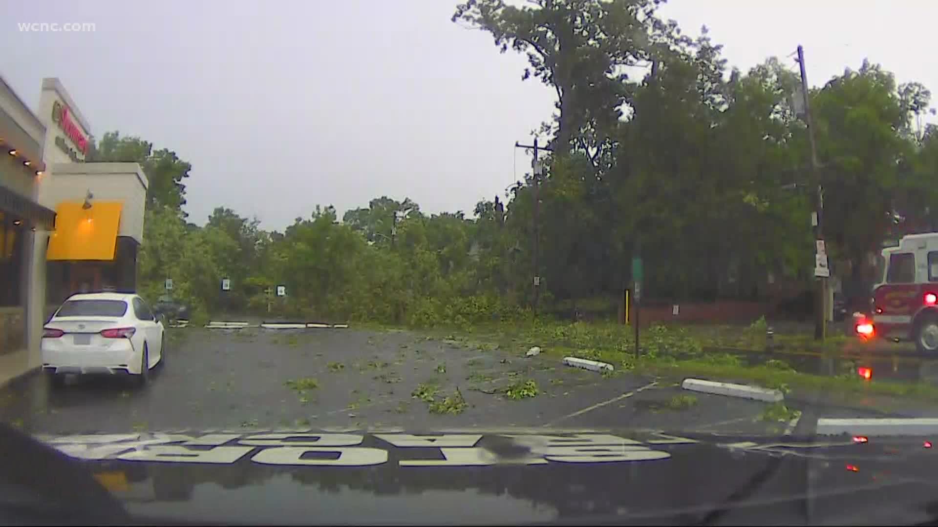 Large tree down in Dilworth neighborhood blocking the road.