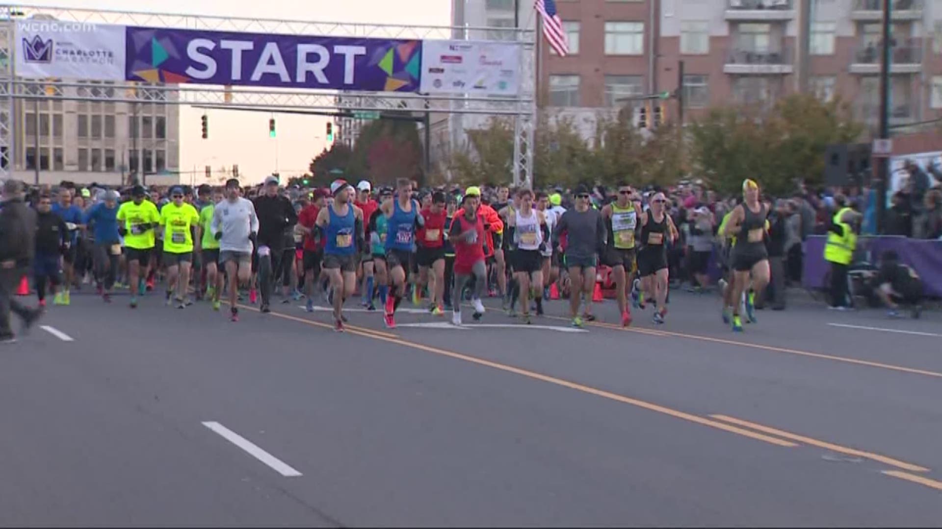The freezing cold weather and tightened security didn't dampen the runners' enthusiasm during the Novant Health Charlotte Marathon Saturday morning.