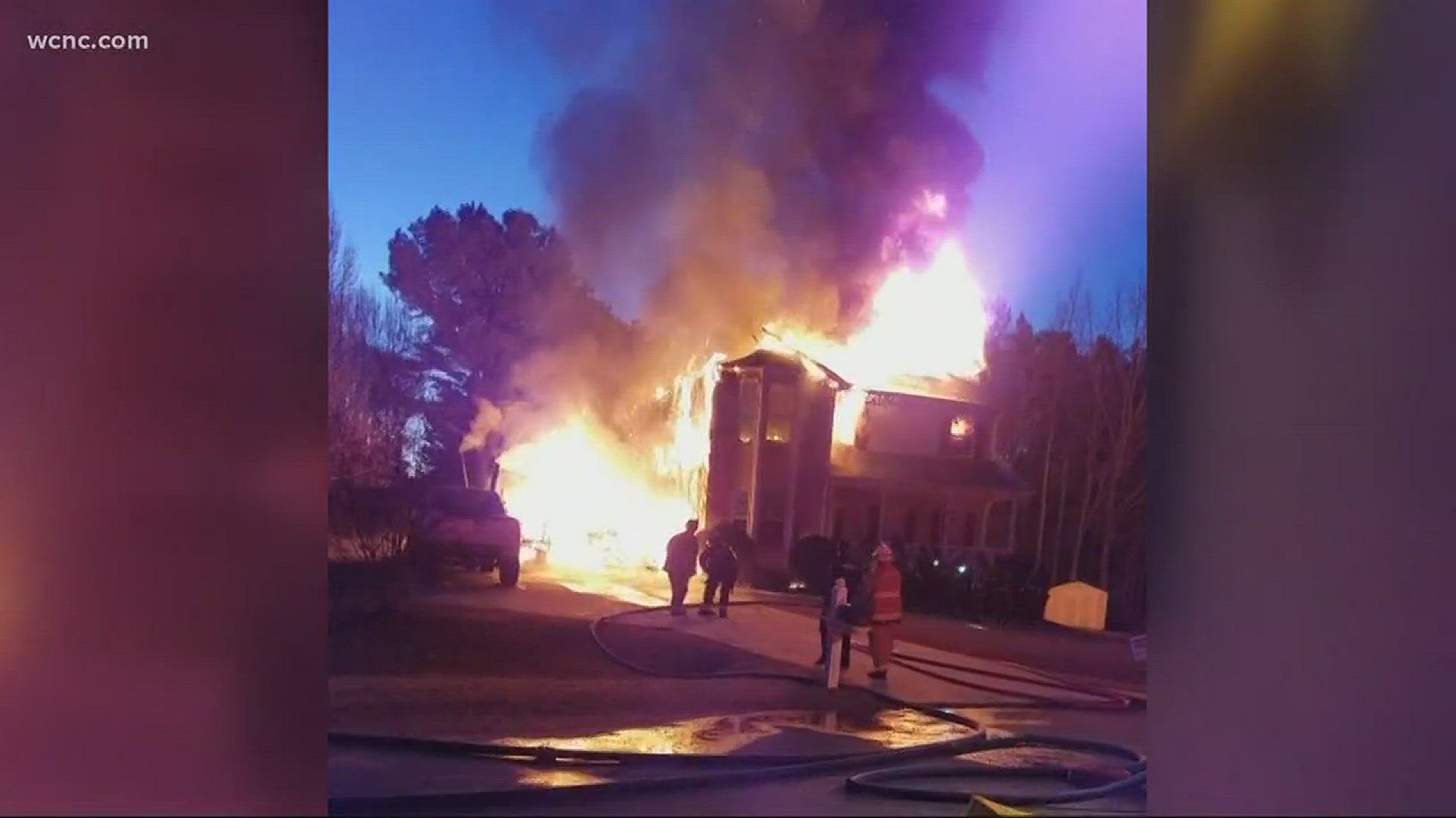 A Mint Hill home was destroyed by a massive house fire Wednesday morning.