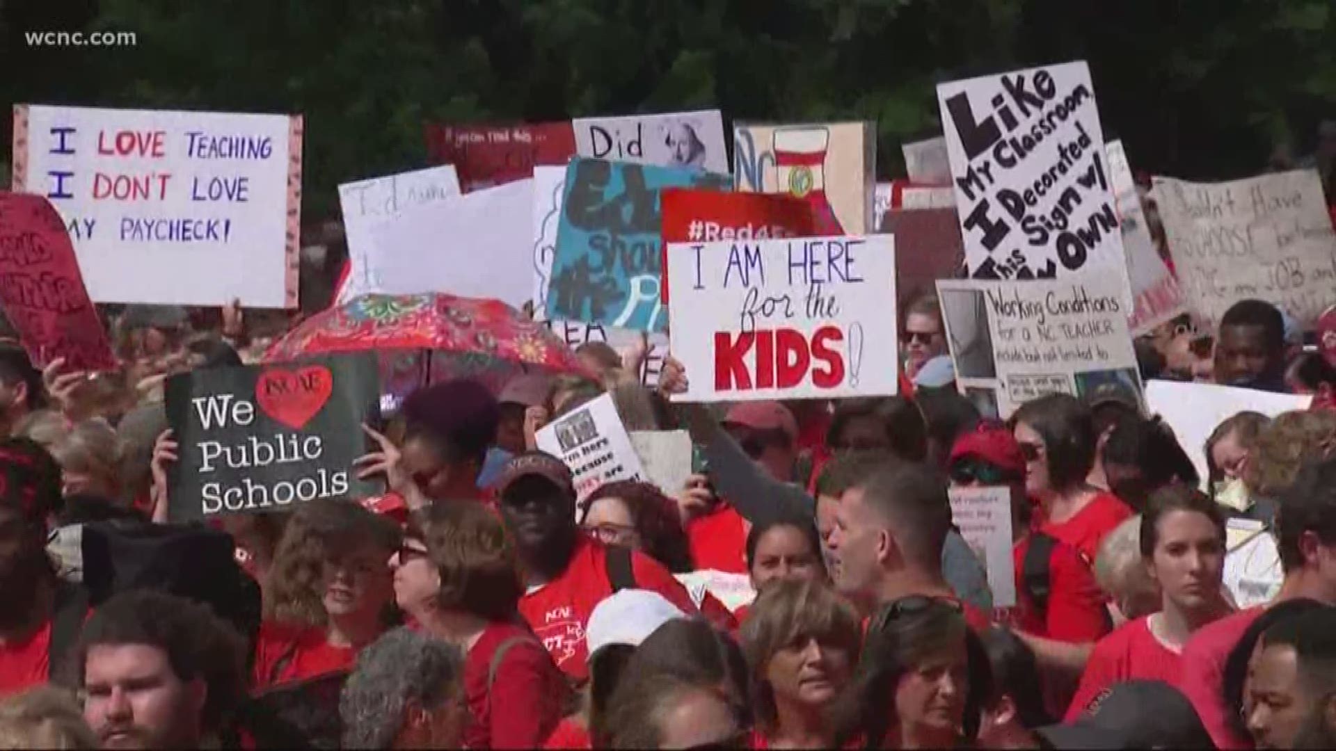 Thousands of teachers marched across North Carolina Thursday.