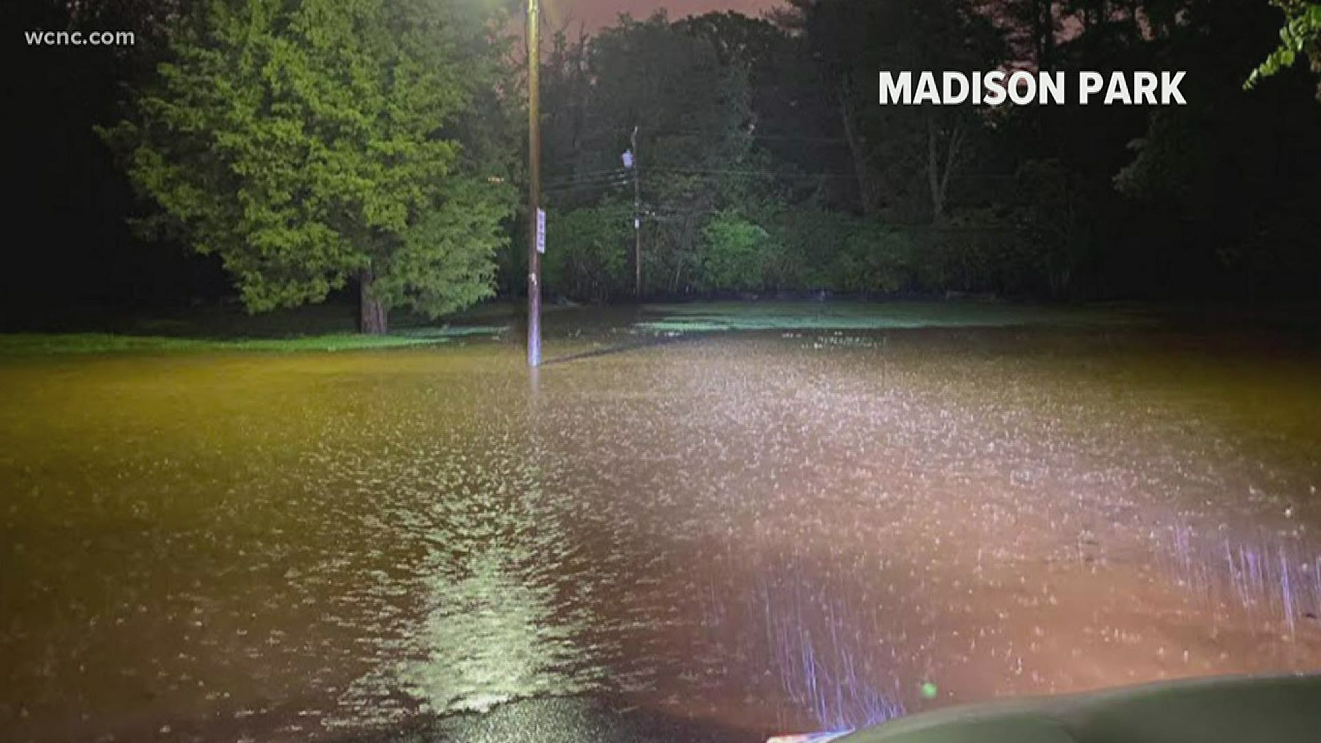 A line of strong storms brought heavy rain and winds to the Charlotte area overnight, leading to flooding in certain areas.