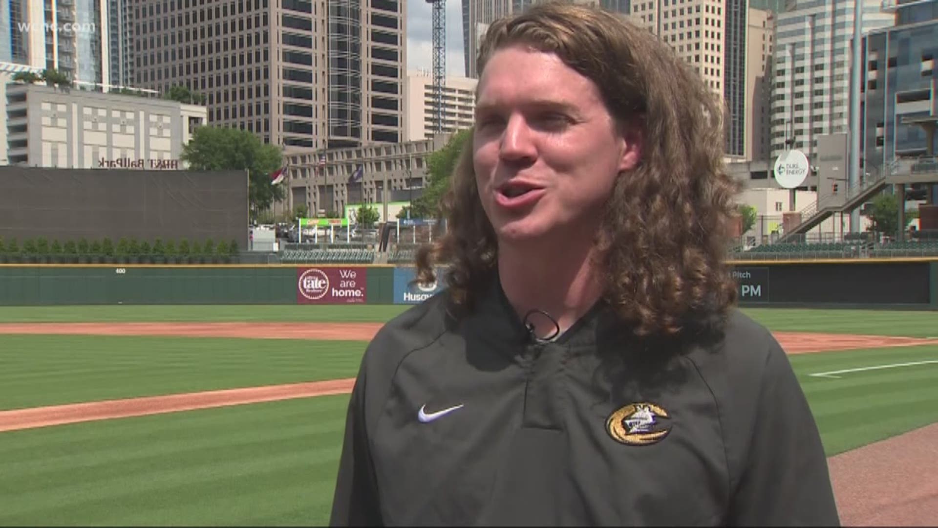 A Charlotte Knights staffer is donating his long locks to charity to help make wigs for kids battling cancer.