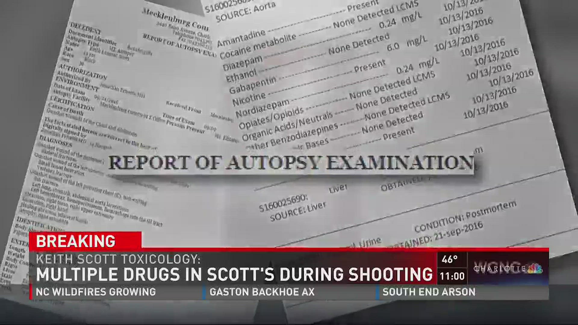 Multiple drugs in Keith Scott's system at the time of his death.