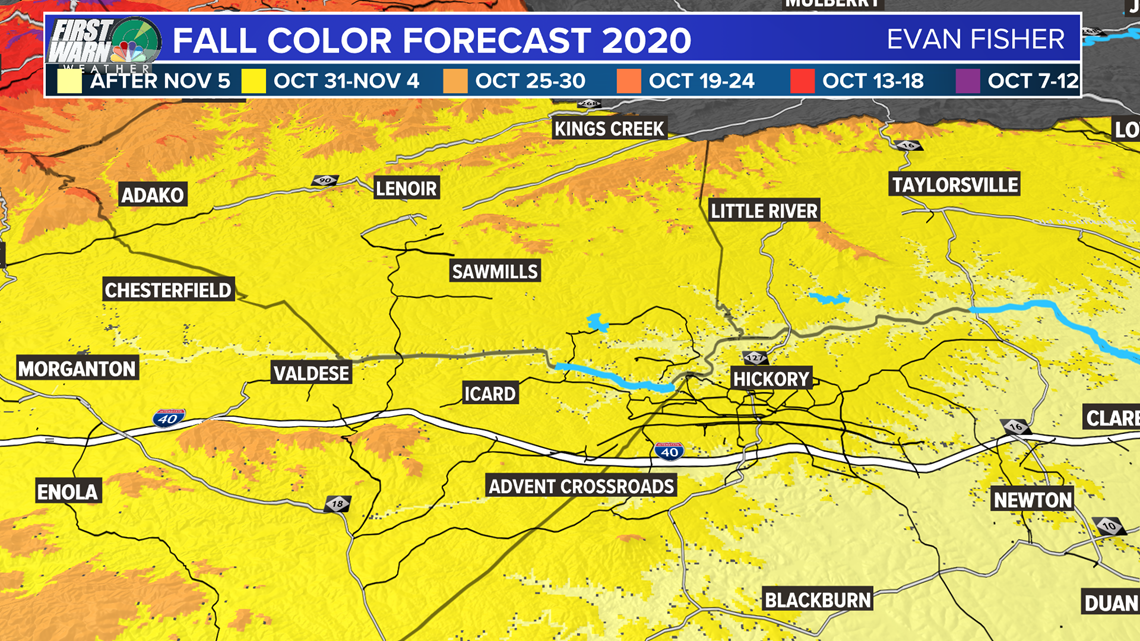 North Carolina Fall Foliage Map 2019 2025 Schedule 1