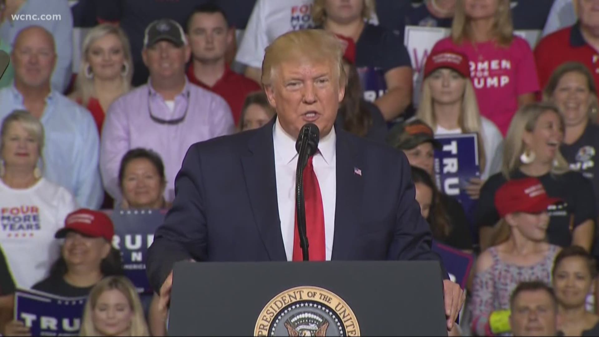 "I think in some cases they hate our country," Trump said to the crowd in North Carolina, a swing state he won in 2016 and wants to win again next year.