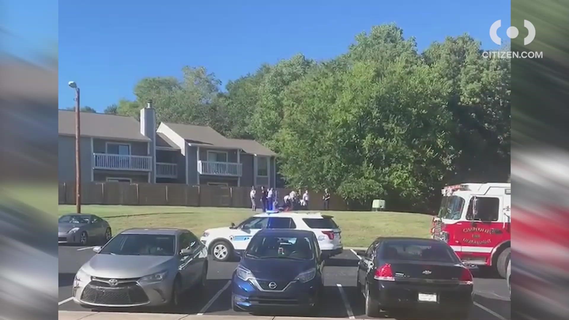 Citizen App video shows CMPD taken a possible shooting suspect into custody in south Charlotte.