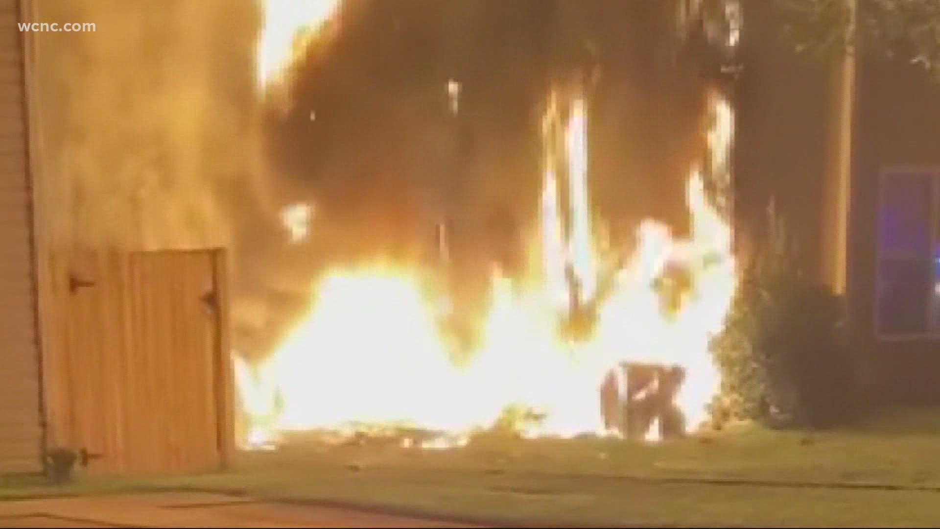 Family narrowly escapes from fire caused by fireworks