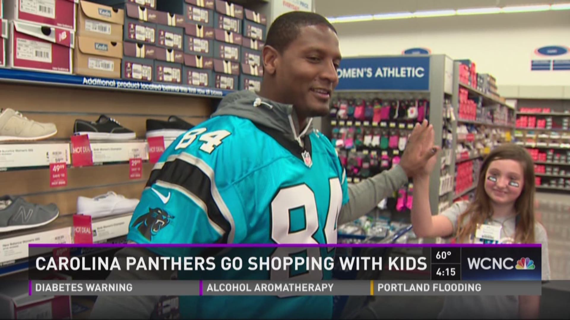 Carolina Panthers go shopping with kids