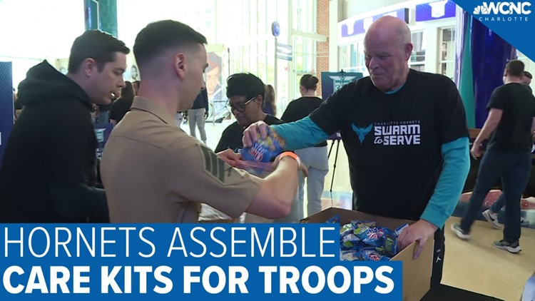 Charlotte Hornets pack 3,000 military care kits