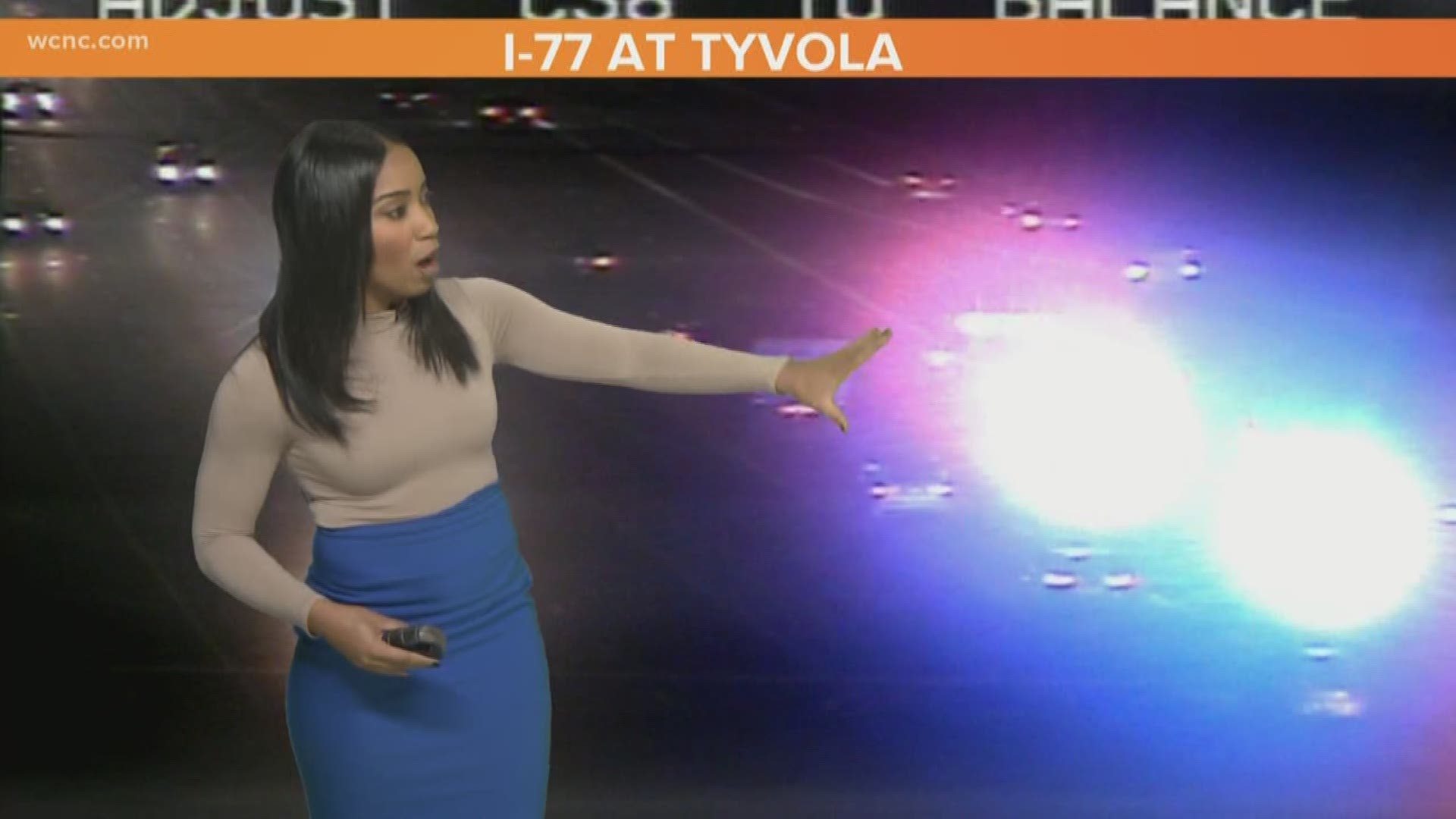 Two lanes of I-77 south were shut down by a crash near Tyvola Road early Monday morning.