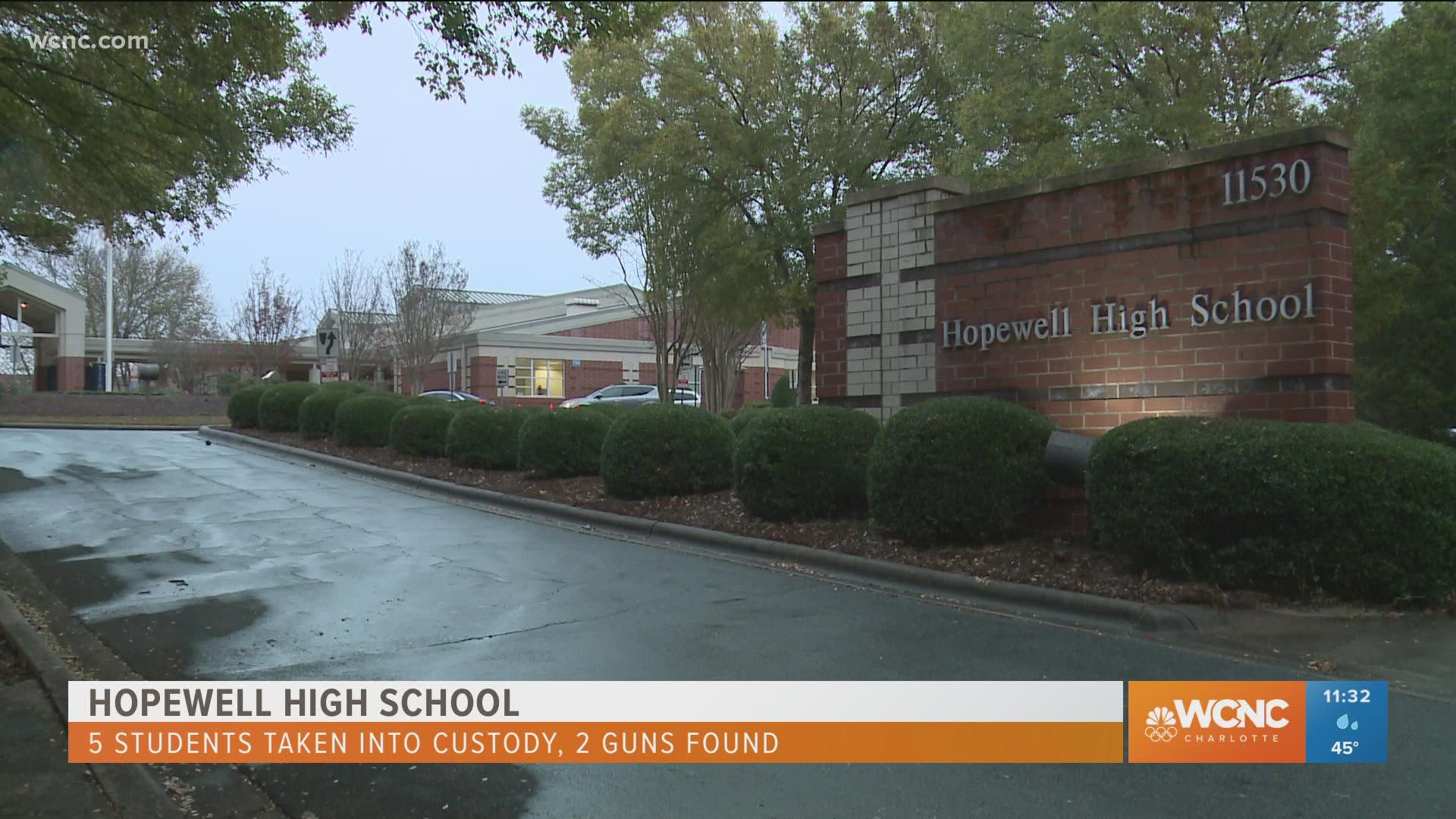 Parents are raising concerns after five students were taken into custody and two guns were found at Hopewell High School this week.