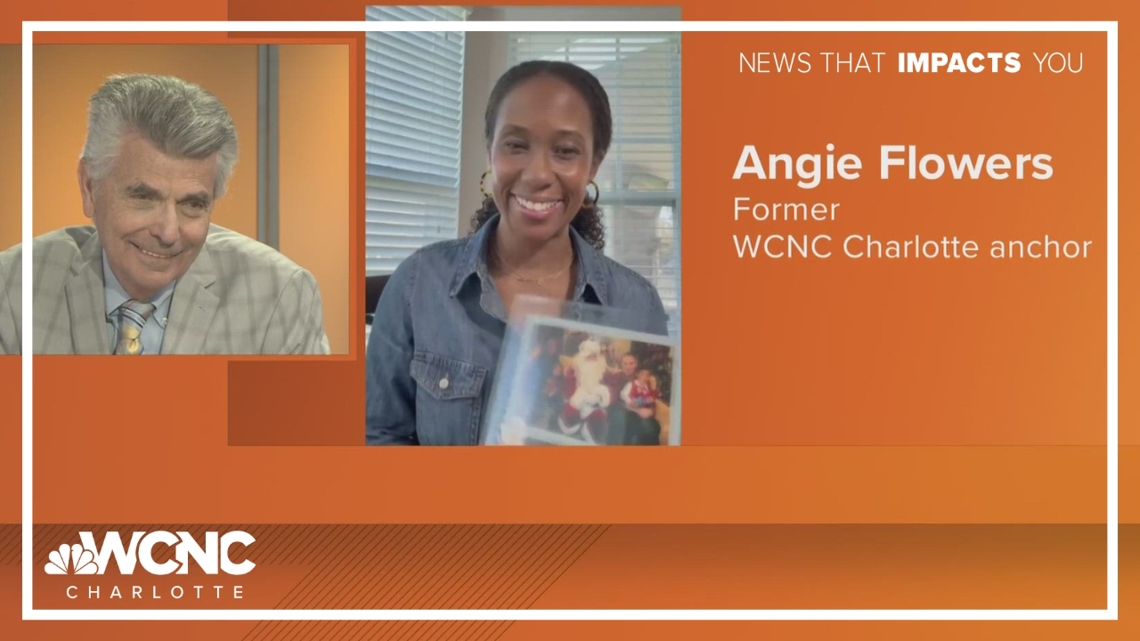 Angie Flowers congratulates Larry Sprinkle on 40 years at WCNC | wcnc.com