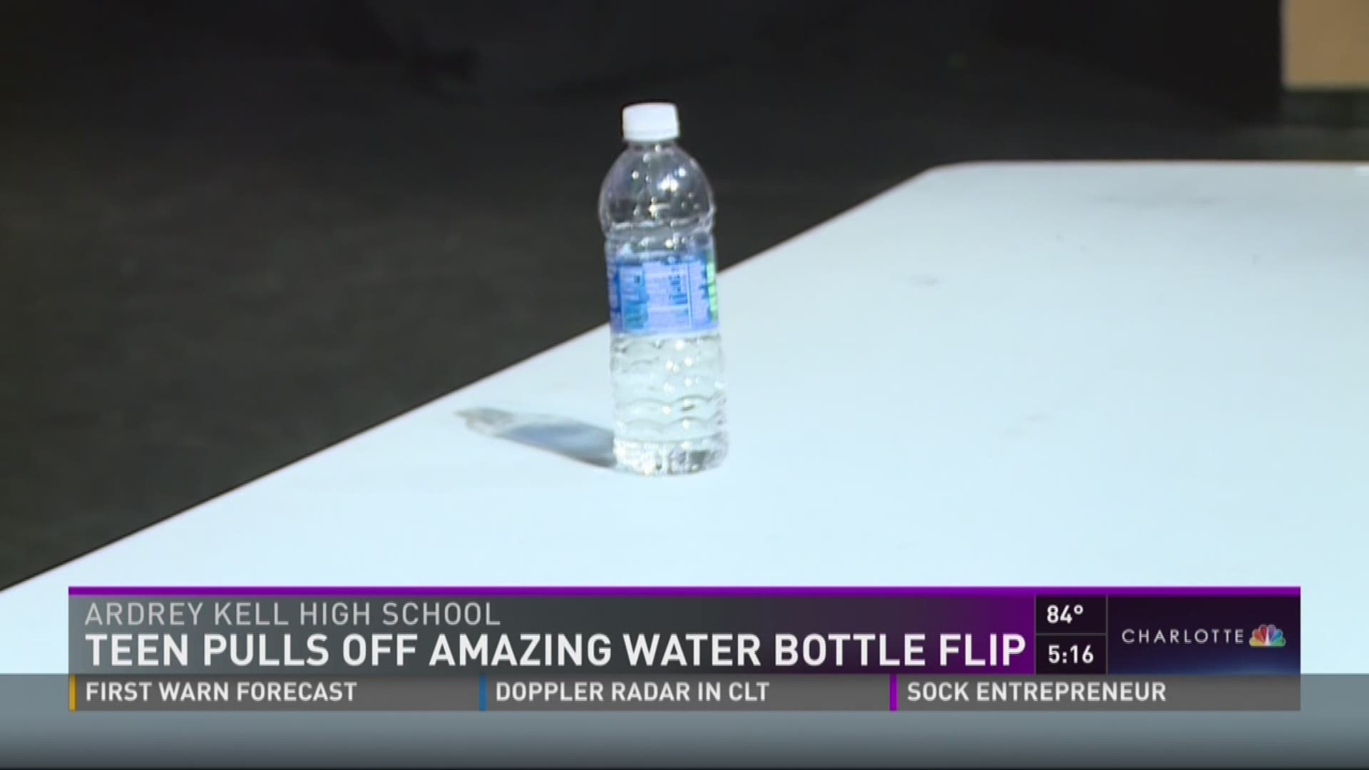 Teen pulls off amazing water bottle flip