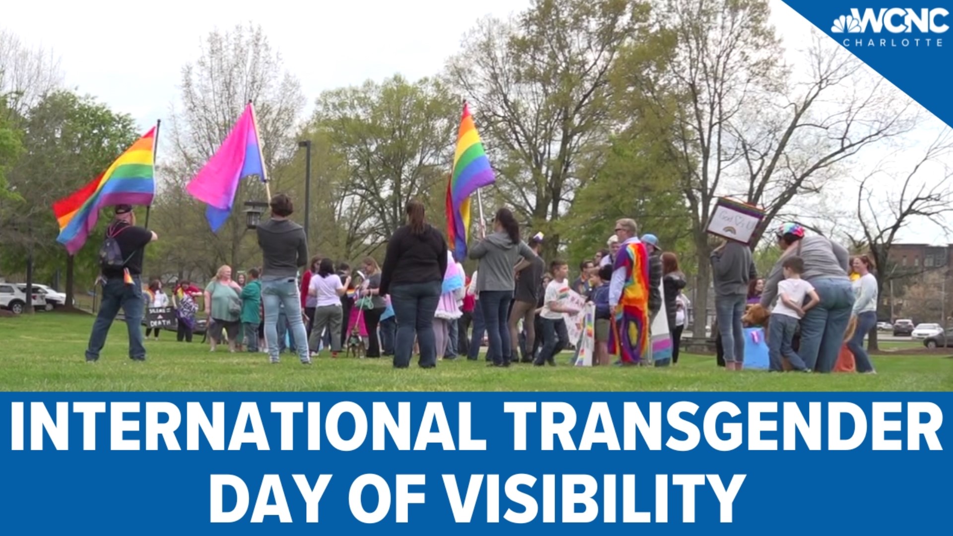 In downtown Mooresville, about a hundred people marched in support of transgender people in their area.