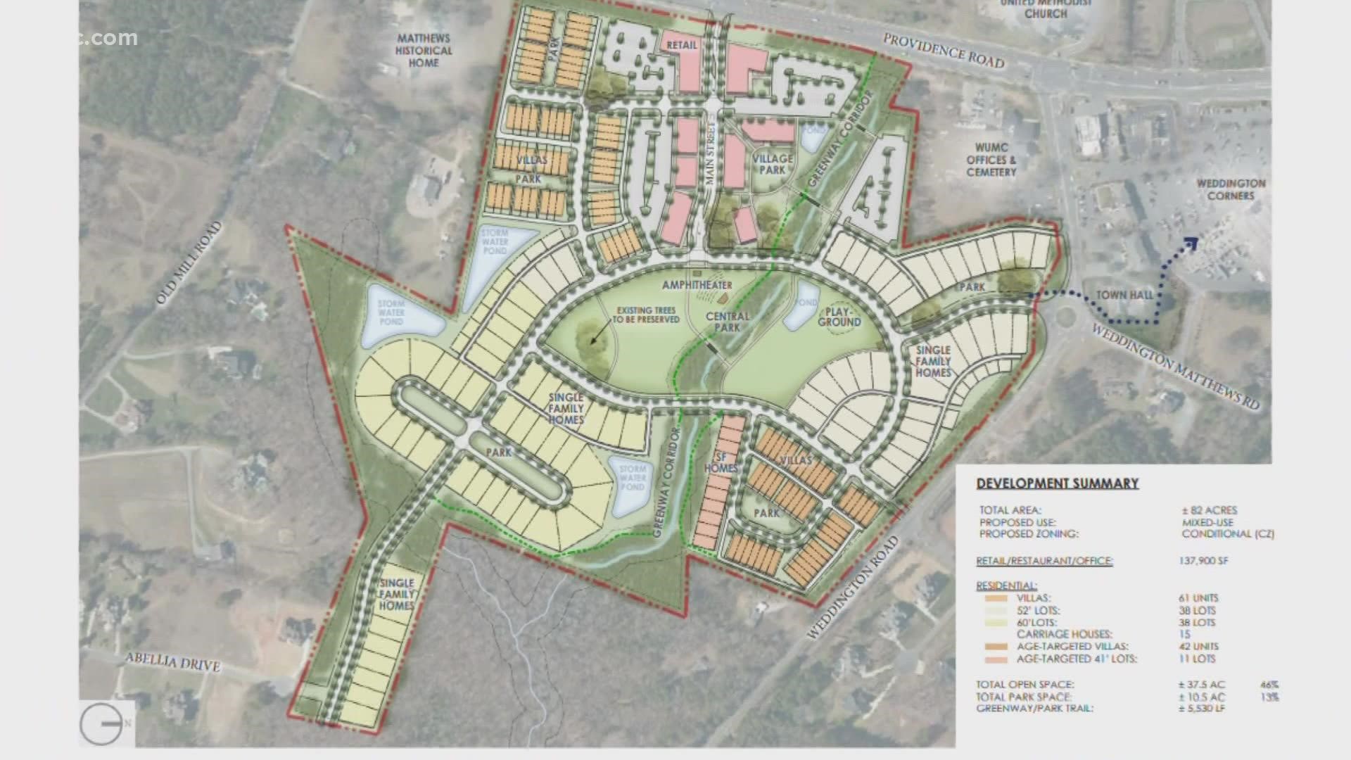 the new development is between Providence and Weddington Road. But there's push back from some worried about traffic and overcrowding.