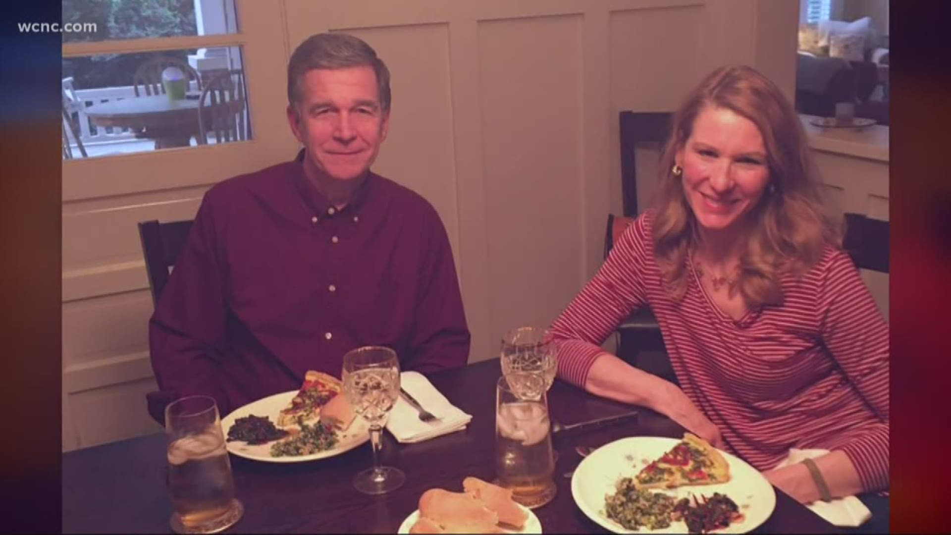 The couple stayed home for their wedding anniversary, opting for a home-cooked meal. It comes just days before the state's stay at home order.