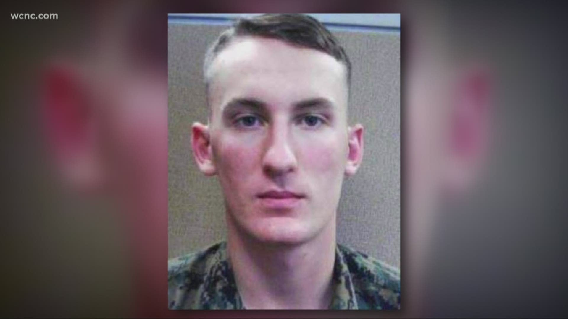 A Marine who deserted his post in North Carolina has been named a person of interest in the shooting death of his mother's boyfriend in Virginia, officials report.