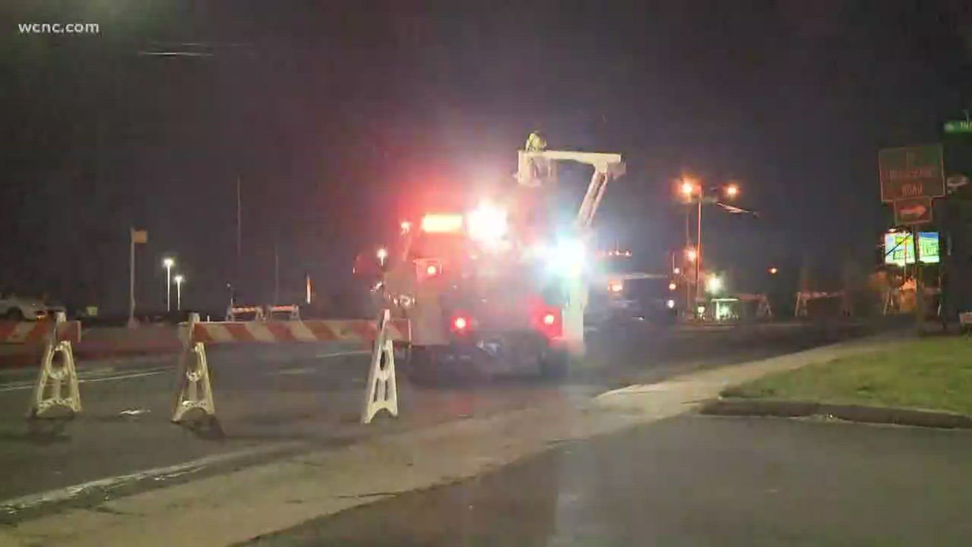 Ashley Road was shut down in southwest Charlotte due to downed power lines Friday morning.